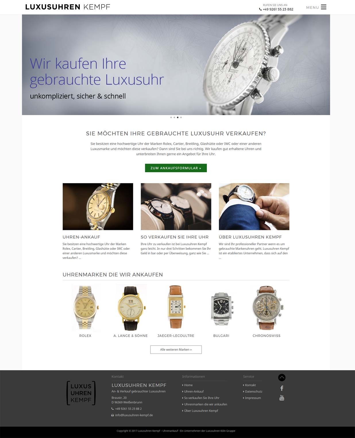 Luxusuhren Kempf - neue Uhrenankauf-Website